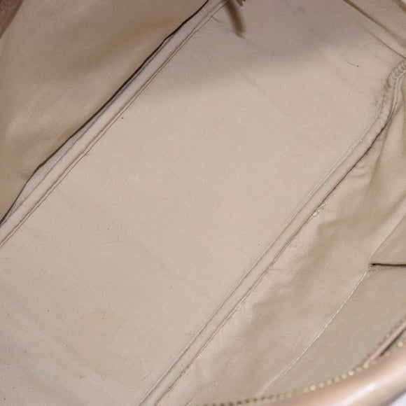 CELINE Hand Bag Leather Beige Gold Auth 141898