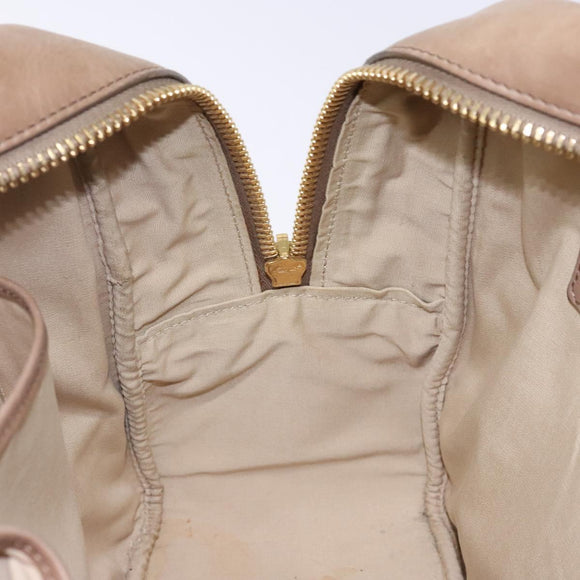 CELINE Hand Bag Leather Beige Gold Auth 141898