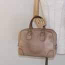 CELINE Hand Bag Leather Beige Gold Auth 141898-23