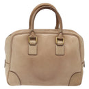 CELINE Hand Bag Leather Beige Gold Auth 141898-3