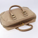 CELINE Hand Bag Leather Beige Gold Auth 141898-6