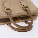CELINE Hand Bag Leather Beige Gold Auth 141898-7