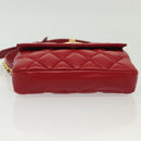 CHANEL Waist Bag Lamb Skin Red Gold CC Auth 141904-10