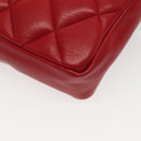 CHANEL Waist Bag Lamb Skin Red Gold CC Auth 141904-12