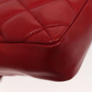 CHANEL Waist Bag Lamb Skin Red Gold CC Auth 141904-13