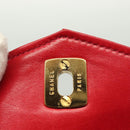 CHANEL Waist Bag Lamb Skin Red Gold CC Auth 141904-17