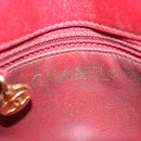 CHANEL Waist Bag Lamb Skin Red Gold CC Auth 141904-18