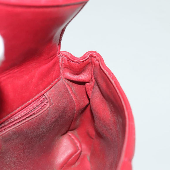 CHANEL Waist Bag Lamb Skin Red Gold CC Auth 141904