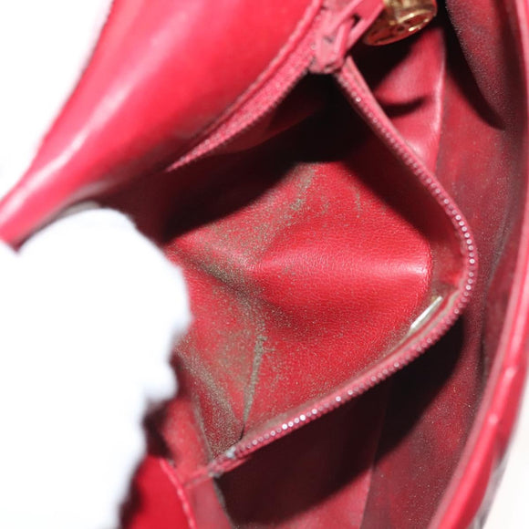 CHANEL Waist Bag Lamb Skin Red Gold CC Auth 141904