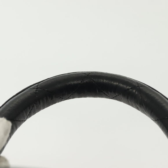 CHANEL Matelasse Vanity Pouch Lamb Skin Black Gold CC Auth 141905