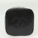 CHANEL Matelasse Vanity Pouch Lamb Skin Black Gold CC Auth 141905-9