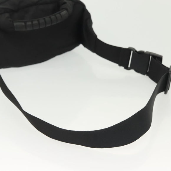 CHANEL Sports Line COCO Mark Waist Bag Nylon Black Silver CC Auth 141906