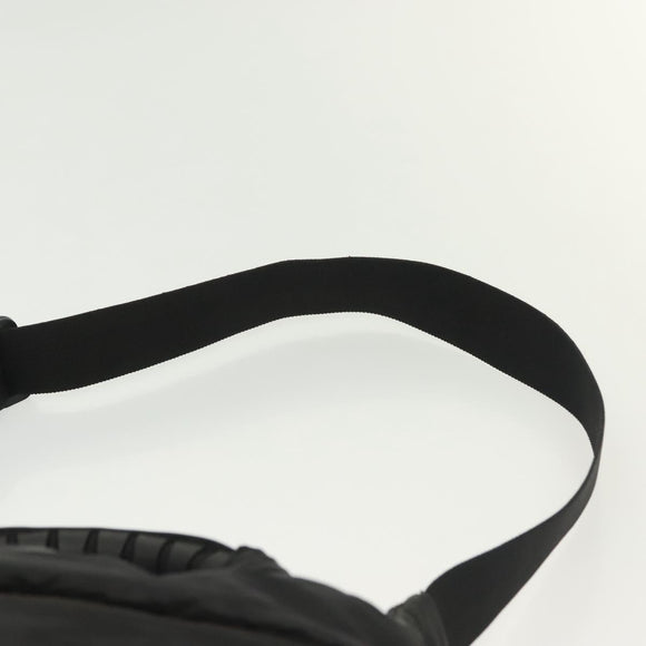 CHANEL Sports Line COCO Mark Waist Bag Nylon Black Silver CC Auth 141906