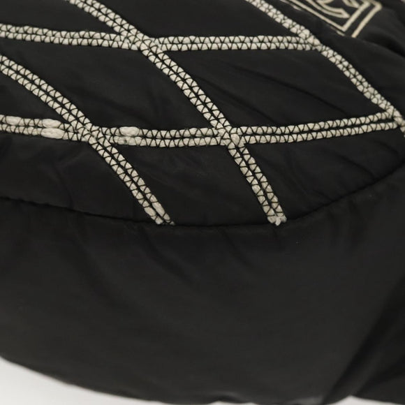 CHANEL Sports Line COCO Mark Waist Bag Nylon Black Silver CC Auth 141906