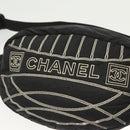 CHANEL Sports Line COCO Mark Waist Bag Nylon Black Silver CC Auth 141906-20