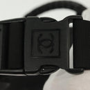 CHANEL Sports Line COCO Mark Waist Bag Nylon Black Silver CC Auth 141906-22