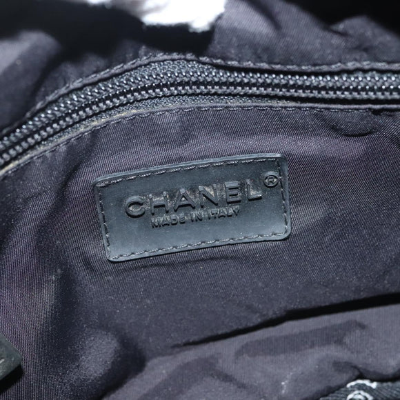 CHANEL Sports Line COCO Mark Waist Bag Nylon Black Silver CC Auth 141906