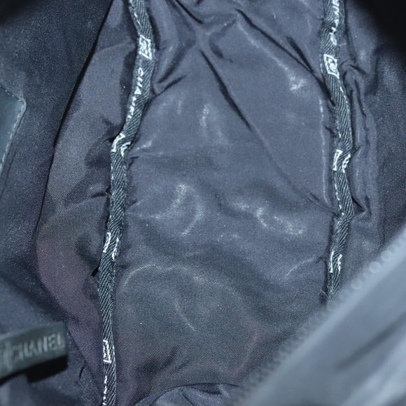 CHANEL Sports Line COCO Mark Waist Bag Nylon Black Silver CC Auth 141906