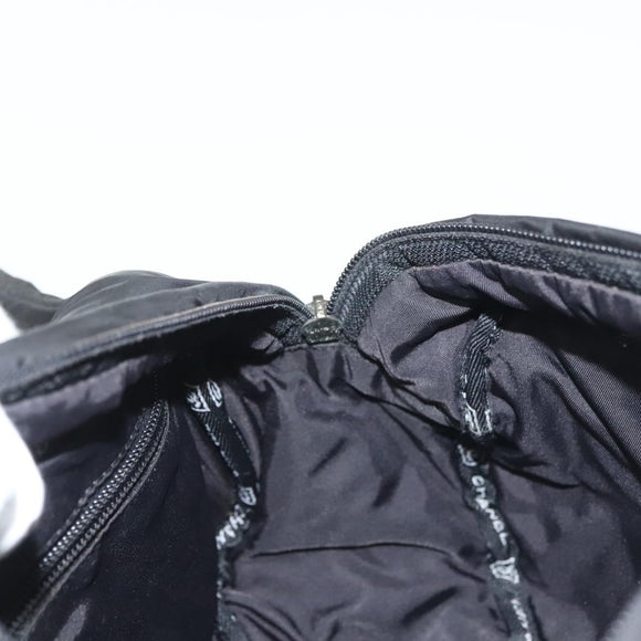 CHANEL Sports Line COCO Mark Waist Bag Nylon Black Silver CC Auth 141906