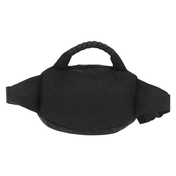 CHANEL Sports Line COCO Mark Waist Bag Nylon Black Silver CC Auth 141906