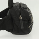 CHANEL Sports Line COCO Mark Waist Bag Nylon Black Silver CC Auth 141906-5