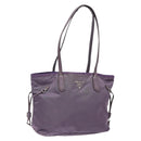 PRADA Tote Bag Nylon Silver Purple Auth 141908-1
