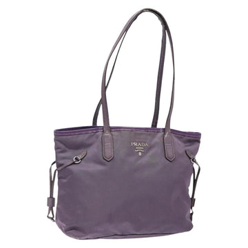 PRADA Tote Bag Nylon Silver Purple Auth 141908