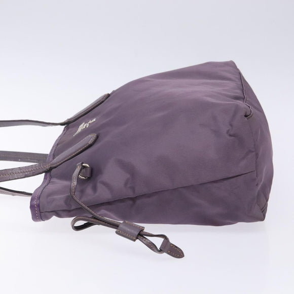 PRADA Tote Bag Nylon Silver Purple Auth 141908