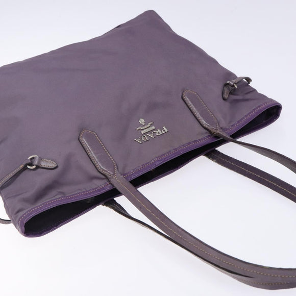 PRADA Tote Bag Nylon Silver Purple Auth 141908
