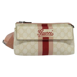 GUCCI GG Supreme Sherry Line Waist bag PVC White Silver 189815 Auth 141909