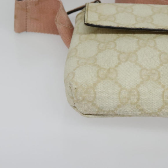 GUCCI GG Supreme Sherry Line Waist bag PVC White Silver 189815 Auth 141909