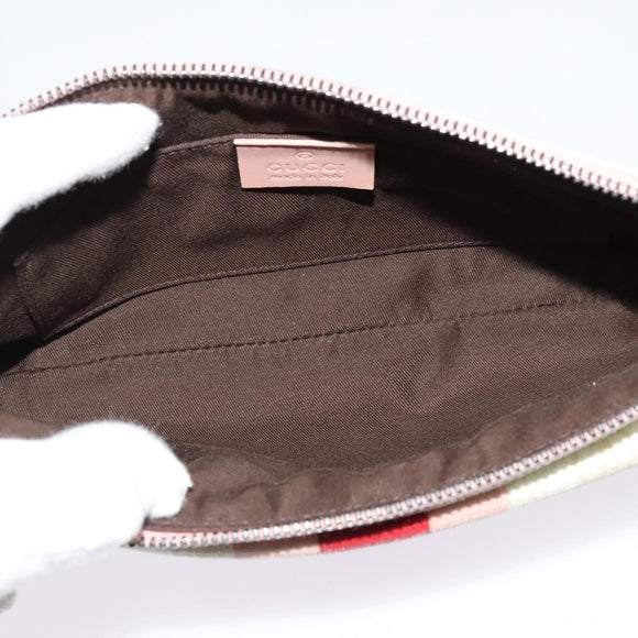 GUCCI GG Supreme Sherry Line Waist bag PVC White Silver 189815 Auth 141909