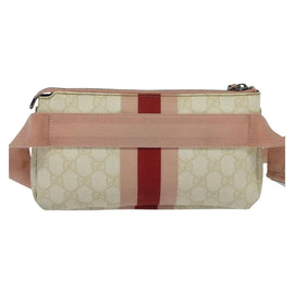 GUCCI GG Supreme Sherry Line Waist bag PVC White Silver 189815 Auth 141909 - 0