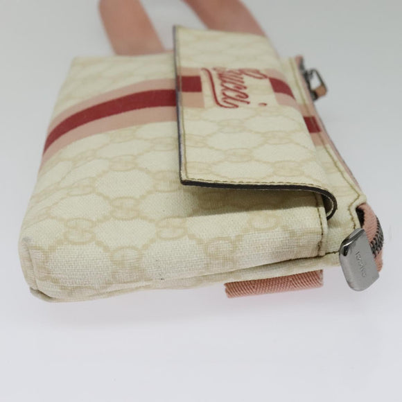 GUCCI GG Supreme Sherry Line Waist bag PVC White Silver 189815 Auth 141909