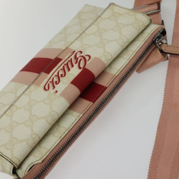 GUCCI GG Supreme Sherry Line Waist bag PVC White Silver 189815 Auth 141909