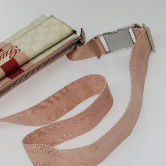 GUCCI GG Supreme Sherry Line Waist bag PVC White Silver 189815 Auth 141909