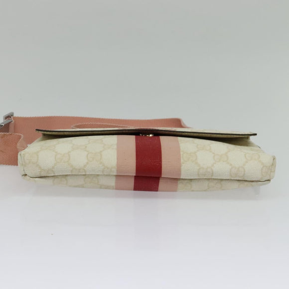 GUCCI GG Supreme Sherry Line Waist bag PVC White Silver 189815 Auth 141909