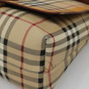 BURBERRY Nova Check Shoulder Bag PVC Beige Gold Auth 141912-10