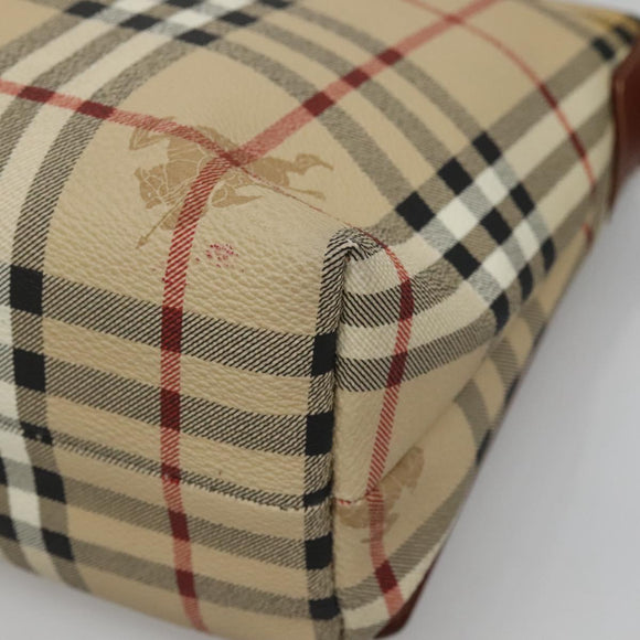 BURBERRY Nova Check Shoulder Bag PVC Beige Gold Auth 141912