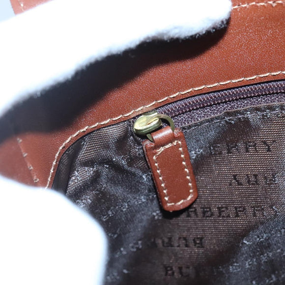 BURBERRY Nova Check Shoulder Bag PVC Beige Gold Auth 141912