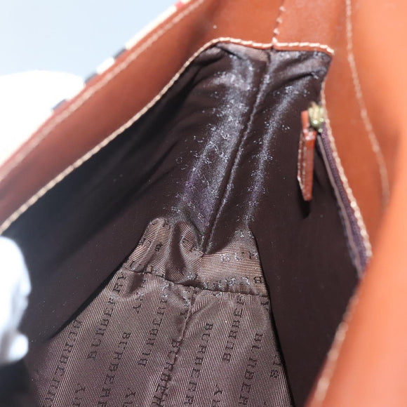 BURBERRY Nova Check Shoulder Bag PVC Beige Gold Auth 141912