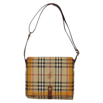 BURBERRY Nova Check Shoulder Bag PVC Beige Gold Auth 141912 - 0