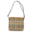BURBERRY Nova Check Shoulder Bag PVC Beige Gold Auth 141912-3