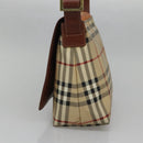 BURBERRY Nova Check Shoulder Bag PVC Beige Gold Auth 141912-5