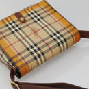 BURBERRY Nova Check Shoulder Bag PVC Beige Gold Auth 141912-6
