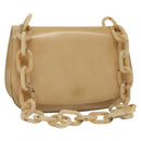 PRADA Chain Shoulder Bag Leather Beige Auth 141913-1
