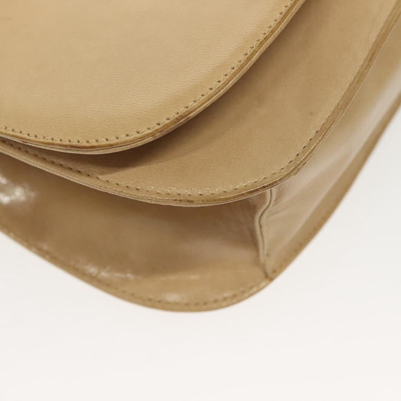 PRADA Chain Shoulder Bag Leather Beige Auth 141913