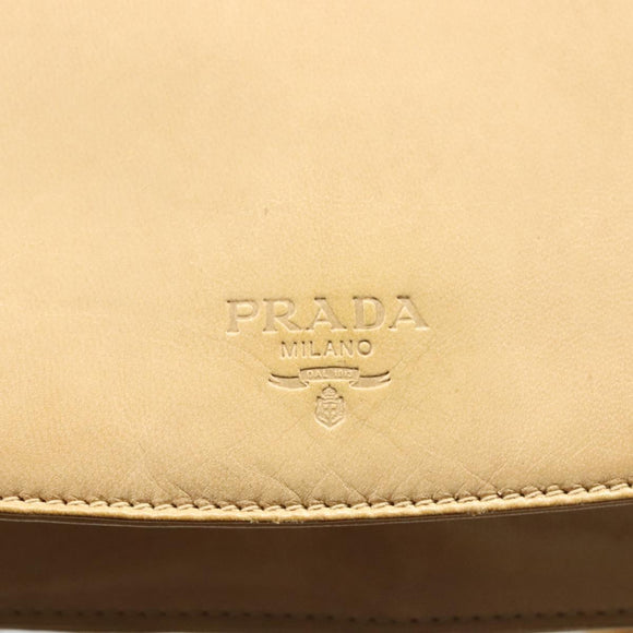 PRADA Chain Shoulder Bag Leather Beige Auth 141913