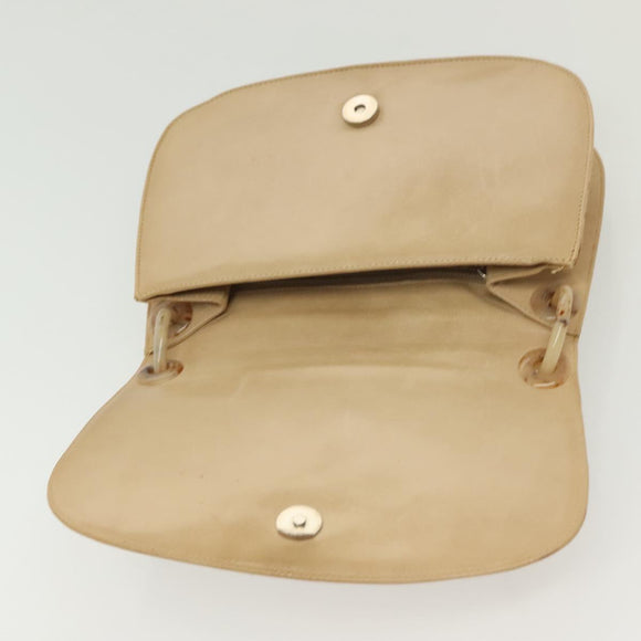 PRADA Chain Shoulder Bag Leather Beige Auth 141913