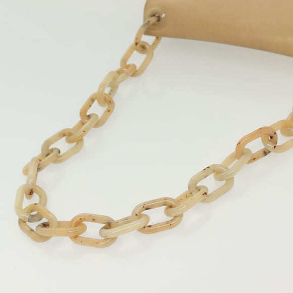 PRADA Chain Shoulder Bag Leather Beige Auth 141913